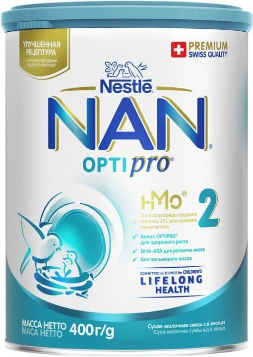 Суміш суха молочна NAN 2 Optipro з олігосахаридом 2'FL для дітей від 6 місяців, 400 г