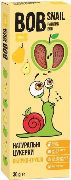 Цукерки Bob Snail Roll натуральні яблучно-грушеві, 30 г