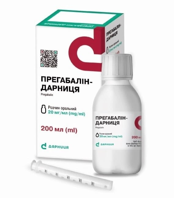 Прегабалін-Дарниця розчин ор. 20 мг/мл по 200 мл у флак. з адапт.