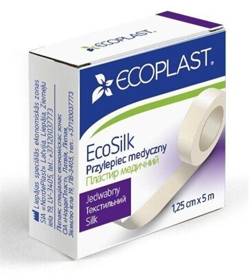 Пластир медичний Ecoplast EcoSilk на текстильній основі 1,25 см x 5 м, папер. упак.