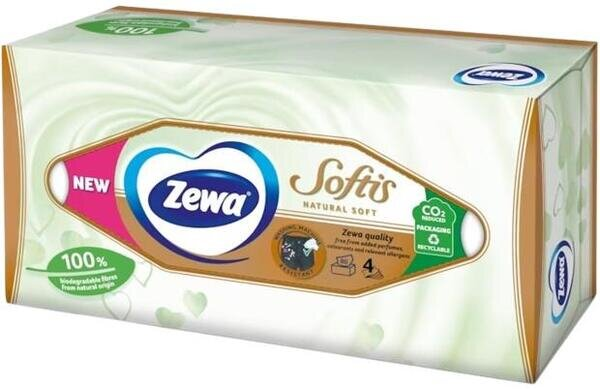 Серветки косметичні Zewa Softis Natural Soft 4 шари, 80 шт
