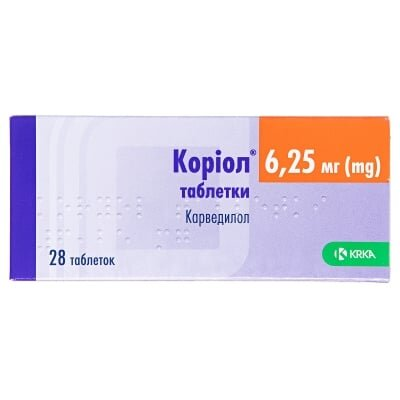 Коріол таблетки по 6.25 мг №28 (7х4)