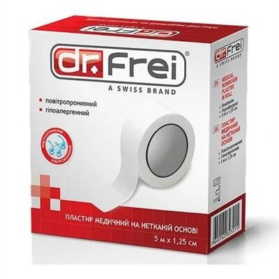 Пластир медичний Dr. Frei на нетканій основі 1,25 см х 5 м, котушка, 1 штука
