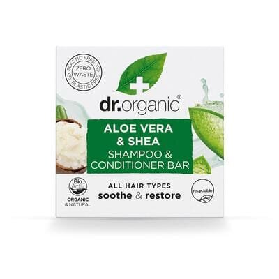 Шампунь-кондиціонер твердий Dr. Organic з алое вера та олією ши, 75 г