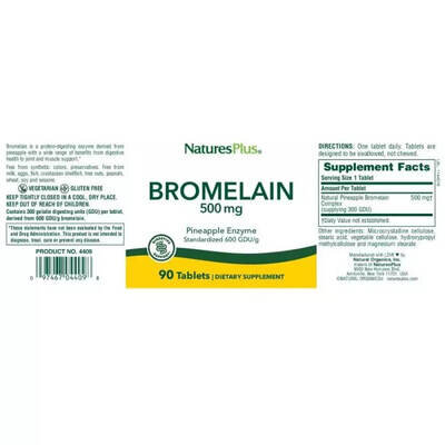 Бромелайн Nature's Plus Bromelain 500 мг таблетки №90