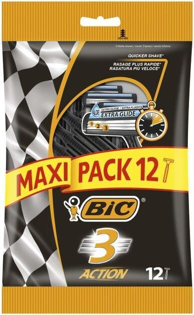 Набір бритв без змінних картриджів Bic Action 3, 12 шт