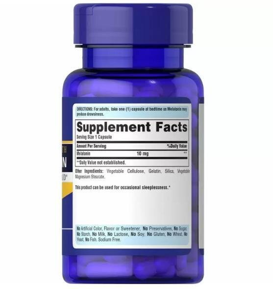 Мелатонін Puritan's Pride Melatonin 10 мг, 30 капсул