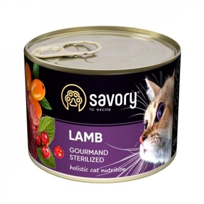 Корм вологий для стерилізованих котів Savory 30723 з ягням, 200 г