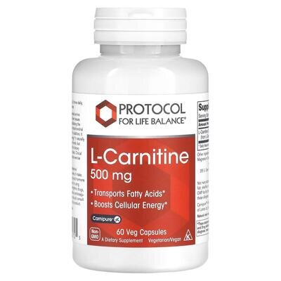 L-карнітин Protocol for Life Balance L-Carnitine 500 мг, 60 вегетаріанських капсул