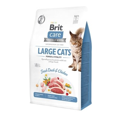 Корм сухий для кішок великих порід Brit Care Cat GF Large cats Power & Vitality з качкою і куркою, 2 кг