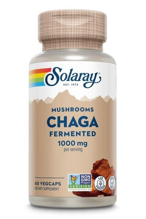Чага ферментована Solaray Organic Grown Fermented Chaga 1000 мг, 60 веганських капсул