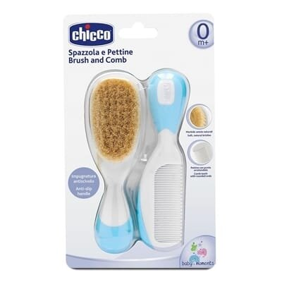 Набір Chicco щітка натуральна + гребінець, від 0 до 12 місяців