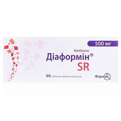 Діаформін SR таблетки прол./д. по 500 мг №60 (10х6)
