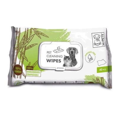 Серветки вологі M-Pets Pet Cleaning Wipes Bamboo очищаючі для собак, котів і гризунів, 40 штук