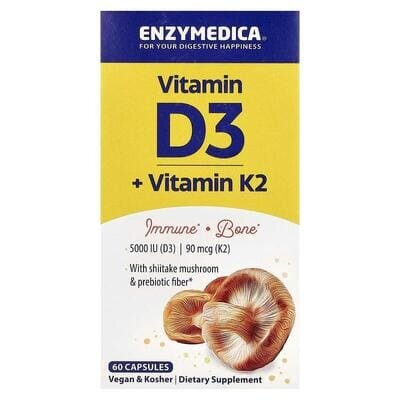 Вітамін D3 з вітаміном K2 Enzymedica Vitamin D3 + Vitamin K2, 60 капсул
