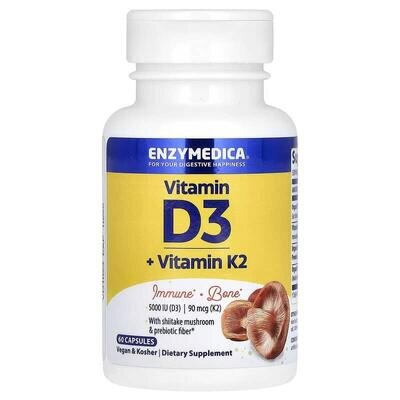 Вітамін D3 з вітаміном K2 Enzymedica Vitamin D3 + Vitamin K2, 60 капсул