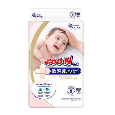 Підгузки Goo.N Plus дитячі на липучках, розмір S, 4-8 кг, 50 шт