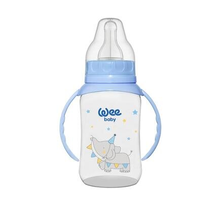 Пляшечка для годування Wee Baby Classic PP з ручками, силіконова соска №2, 150 мл