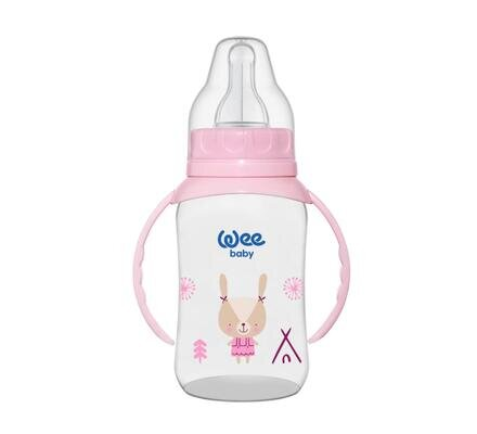 Пляшечка для годування Wee Baby Classic PP з ручками, силіконова соска №2, 150 мл