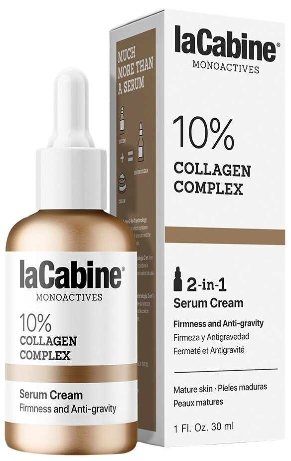 Крем-сироватка для обличчя La Cabine 10% Collagen Complex 2 in 1 з колагеном для зволоження та пружності зрілої шкіри, 30 мл