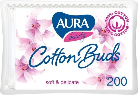 Ватні палички Aura Beauty пакет, 200 шт