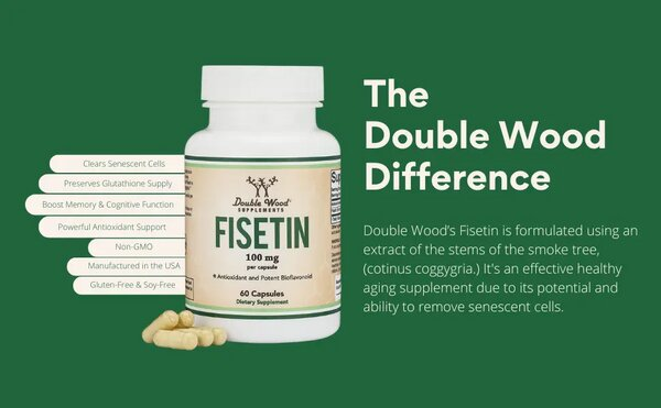 Фізетин Double Wood Fisetin 100 mg, 60 капсул