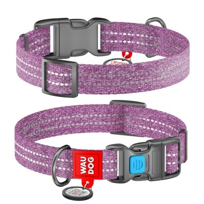 Нашийник для собак Collar WAUDOG Re-cotton QR паспортом, з відновленої бавовни, пластикова пряжка, ширина 20 мм, довжина 24-40 см
