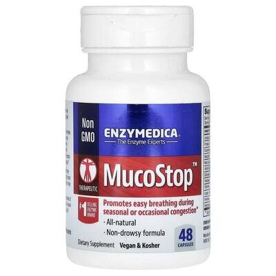 Суміш ферментів для полегшення дихання Enzymedica MucoStop, 48 капсул