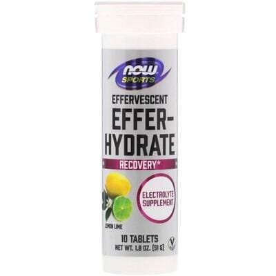 Електроліти NOW Sports Effer-Hydrate з лимоном та лаймом шипучі таблетки №10