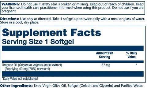 Олія орегано Solaray Oregano Oil, 60 гелевих капсул
