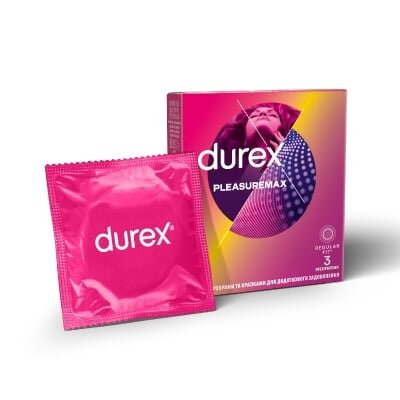 Презервативи латексні Durex Pleasuremax з ребрами і точками, 3 штуки