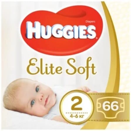 Підгузки Huggies Elite Soft дитячі, размер 2, 4-6 кг, 66 шт