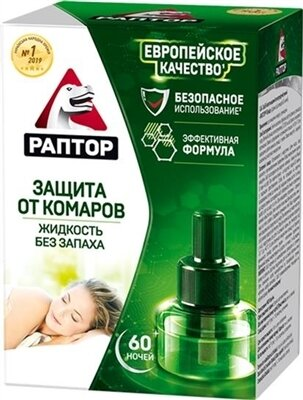 Рідина Раптор проти комарів і комах без запаху флакон 60 ночей