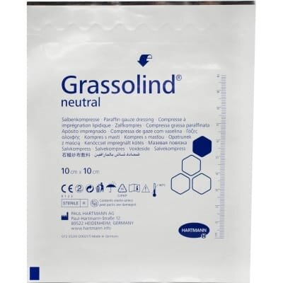 Пов'язка мазева Grassolind neutral для ран атравматична 10 см х 10 см стерильна, 1 штука