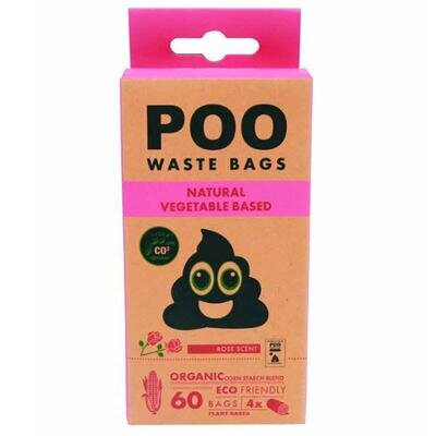 Пакети M-Pets POO Dog Waste Bags Rose для прибирання за тваринами з ароматом троянди, 60 штук