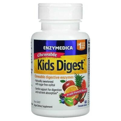 Ферменти для дітей Enzymedica Kids Digest фруктовий пунш, 60 таблеток