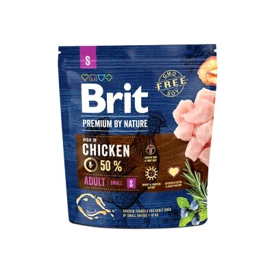 Корм сухий Brit Premium Adult S для дорослих собак дрібних порід зі смаком курки, 1 кг