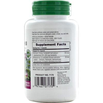 Форсколін Nature's Plus Coleus Forskohlii Herbal Actives 125 мг, 60 капсул