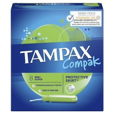 Тампони Tampax Compak Super з аплікатором, 3 краплі, 8 штук