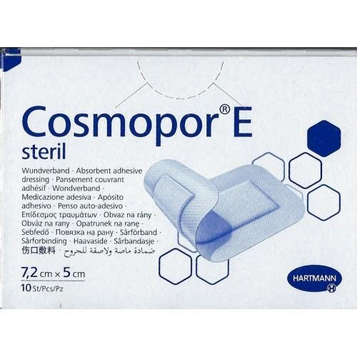 Пов'язка пластирна Cosmopor E steril для закриття ран 7,2 см х 5 см стерильна, 10 штук