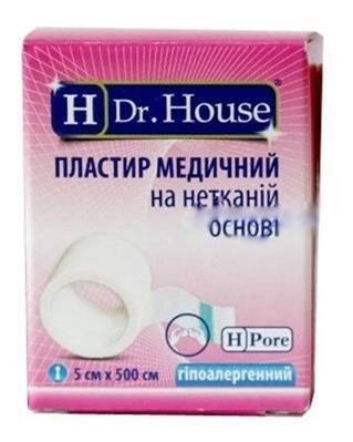 Пластир медичний Dr. House H-Pore на нетканій основі, 5 см х 500 см, 1 штука