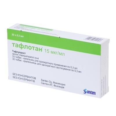 Тафлотан краплі оч. 15 мкг/мл по 0.3 мл №30 (10х3) у тюб.-крап.