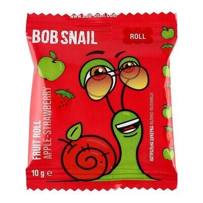 Цукерки Bob Snail Roll натуральні яблучно-полуничні, 10 г