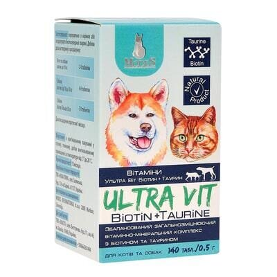 Вітамінно-мінеральний комплекс ModeS Ultra Vit Biotin + Taurine Вітамінно-мінеральний комплекс для собак та котів, 140 таблеток