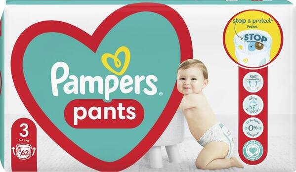 Підгузки-трусики Pampers Pants дитячі розмір 3, 6-11 кг, 62 шт