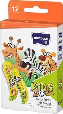 Набір пластирів медичних Mаtораt Kids Zoo бактерицидних, на полімерній основі, 12 штук
