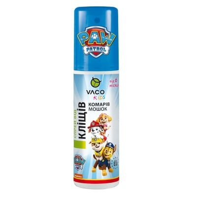 Спрей Vaco Kids Sensitive Paw Patrol з Icaridin 10% від комарів, кліщів та мошок для дітей від 6 місяців, 80 мл