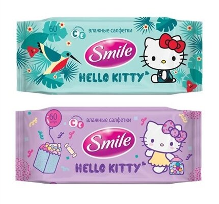 Серветки вологі Smile Hello Kitty, 60 шт