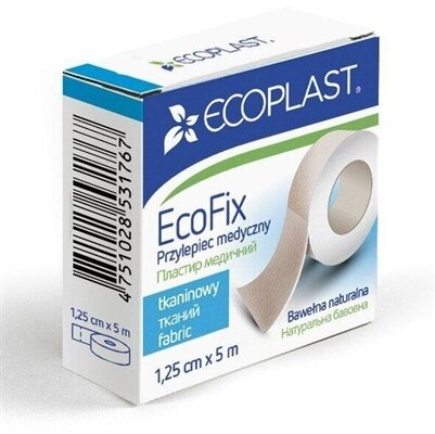 Пластир медичний Ecoplast EcoFix на тканій основі 1,25 см х 5 м, папер. упак.