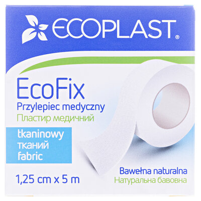 Пластир медичний Ecoplast EcoFix на тканій основі 1,25 см х 5 м, папер. упак.